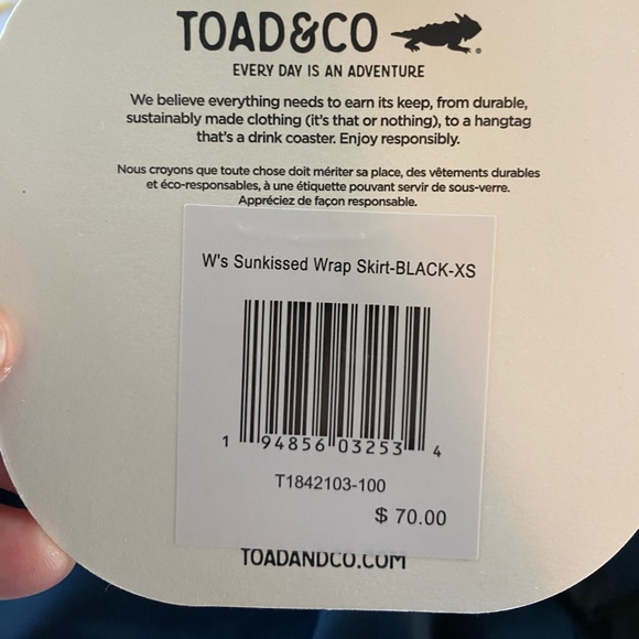 Toad & Co Skirt XSmall Black Sunkissed Wrap Skirt Pockets NWT - Picture 6 of 6